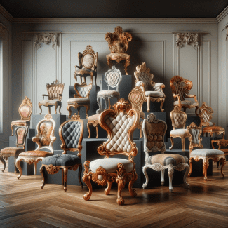 Fauteuil princier de style Baroque simili cuir noir et bois noir