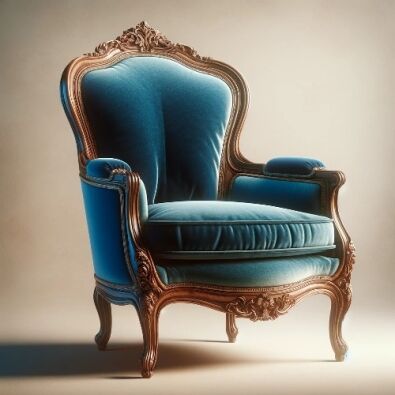 Fauteul Baroque en Bos avec Accoudors en Velours Rouge