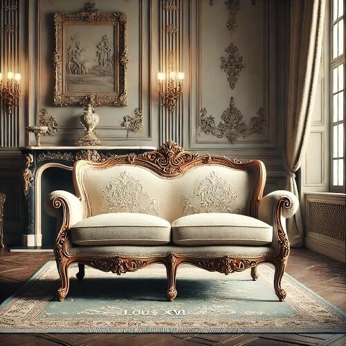 Canapé Baroque Louis XV/XVI - Hêtre Et Polyester - Déco Chic