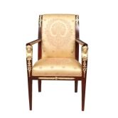 Lot de 6 chaises médaillon Louis XVI Vintage Marron