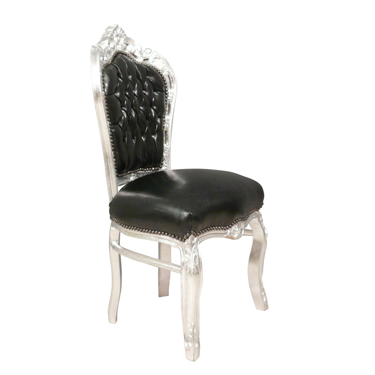 Chaise baroque noire en PVC 2 Chaise baroque noire en simili cuir