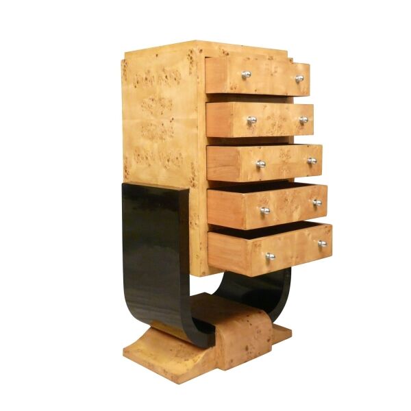 Commode art déco en loupe d'orme 3 Commode art déco en loupe d'orme -