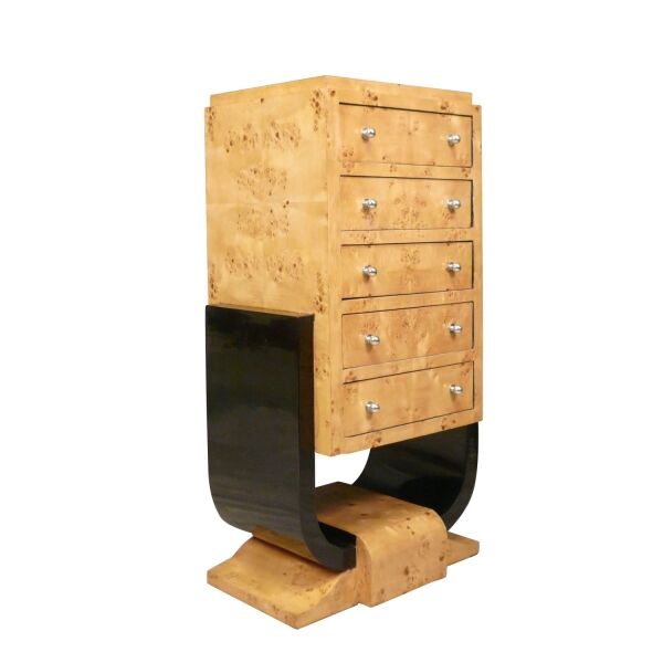 Commode art déco en loupe d'orme 4 Commode art déco en loupe d'orme -