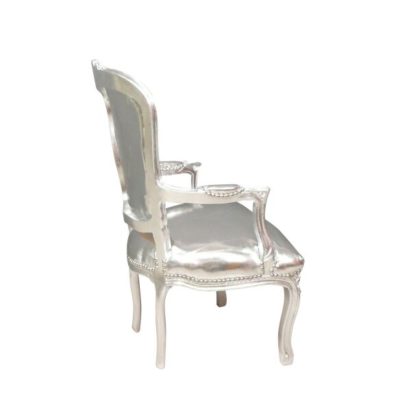 Fauteuil baroque Louis XV argent 3 Fauteuil Louis XV argenté