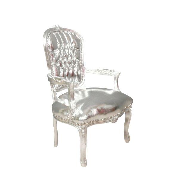 Fauteuil baroque Louis XV argent 2 Fauteuil Louis XV style baroque argent