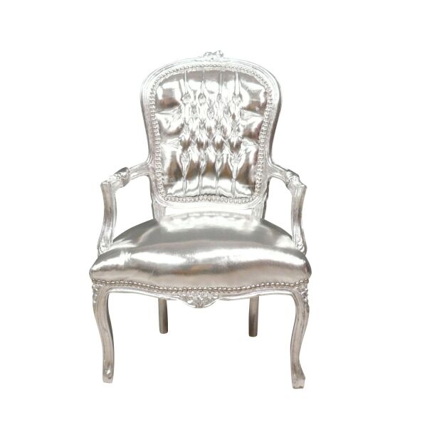 Fauteuil baroque Louis XV argent 1 Fauteuil baroque Louis XV argent
