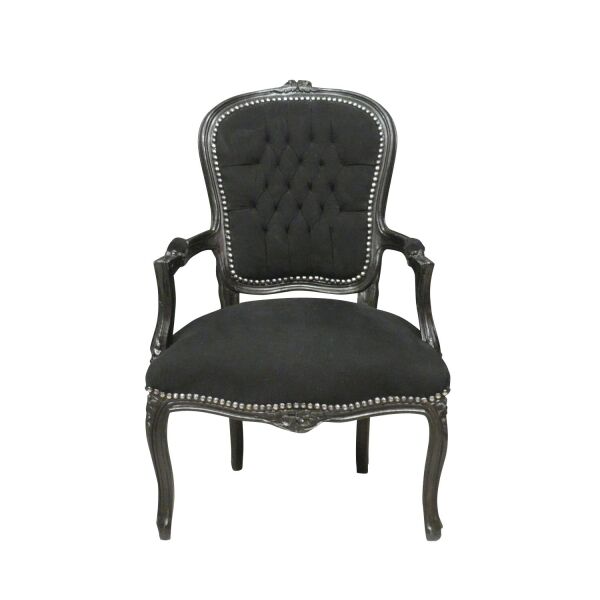 Fauteuil Louis XV en velours noir 2 Fauteuil baroque Louis XV velours noir - Sièges Louis XV -