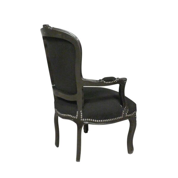 Fauteuil Louis XV en velours noir 4 Fauteuil baroque Louis XV velours noir - Sièges Louis XV -