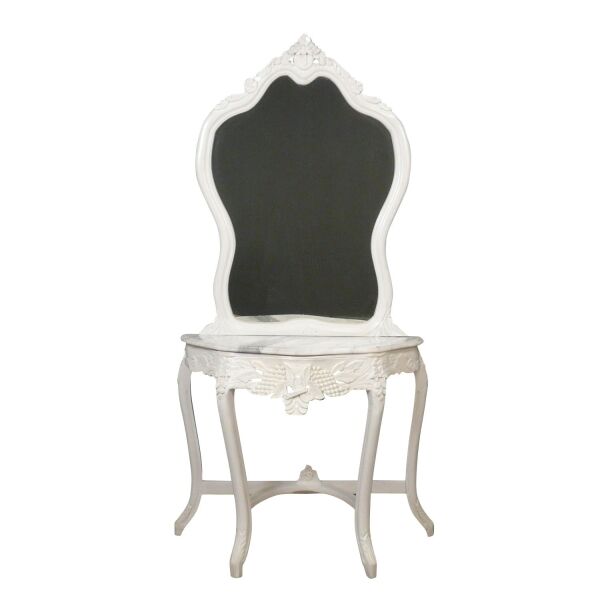 Console baroque blanche avec miroir 1 Console baroque blanche avec miroir