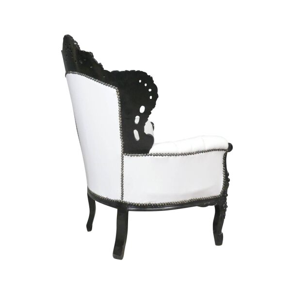 Fauteuil baroque blanc et noir 3 Fauteuil blanc et noir style baroque