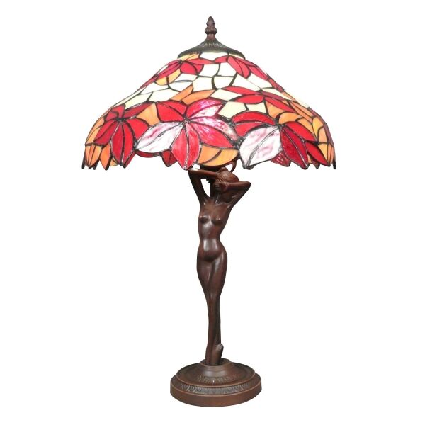 Lampe Tiffany femme avec un pied en métal