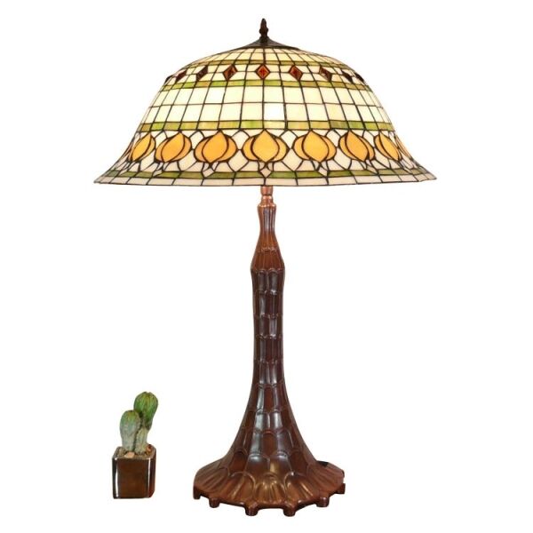 Lampe Tiffany blanche jaune et verte 1 Lampes Tiffany blanche jaune et verte