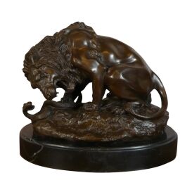 Sculpture Lion Bronze Sur Socle Marbre – JS GartenDeko Hauteur 20 Cm Neuve