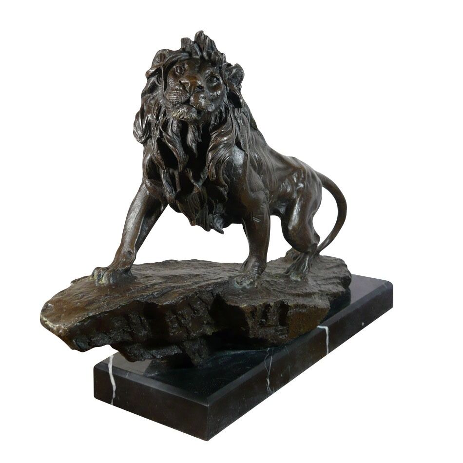 Statue en bronze d'un lion sur un rocher 2 Statue en bronze d'un lion sur un rocher - Animaux en bronze -