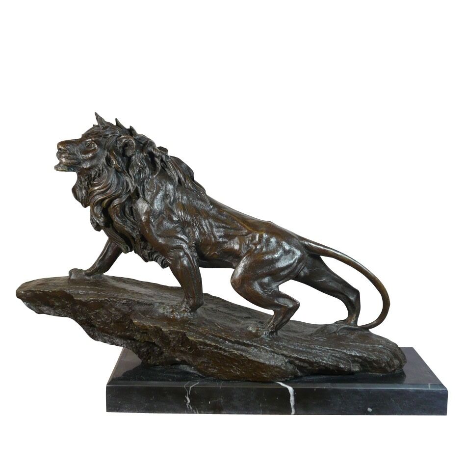 Statue en bronze d'un lion sur un rocher - Animaux en bronze -