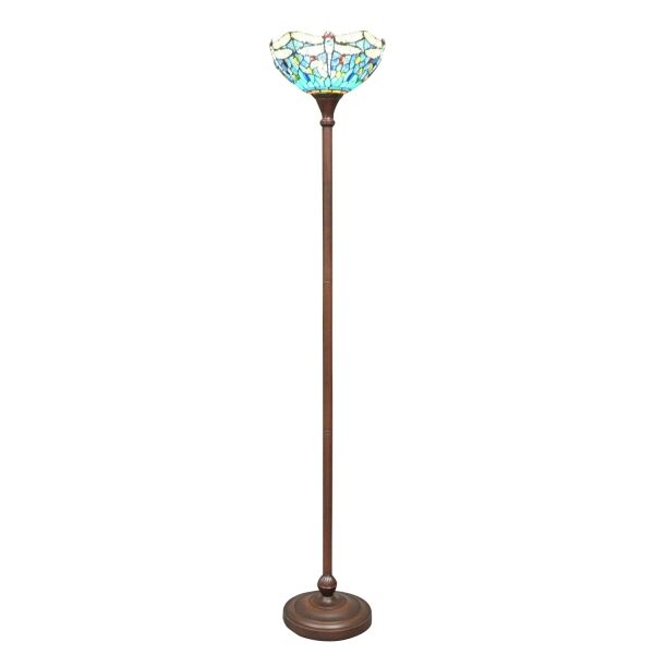 Lampadaire Tiffany libellules 5 Lampadaire Tiffany libellules bleu et vert -