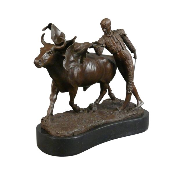 La corrida - Sculpture en bronze 2 La corrida - Sculpture en bronze de torero, taureaux et chevaux -