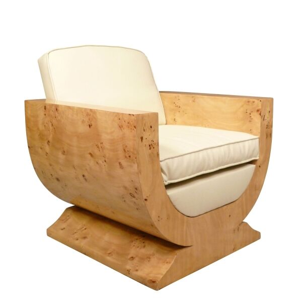 Fauteuil art déco en marqueterie de loupe d'orme 2 Fauteuil Art Déco - Chaises art deco
