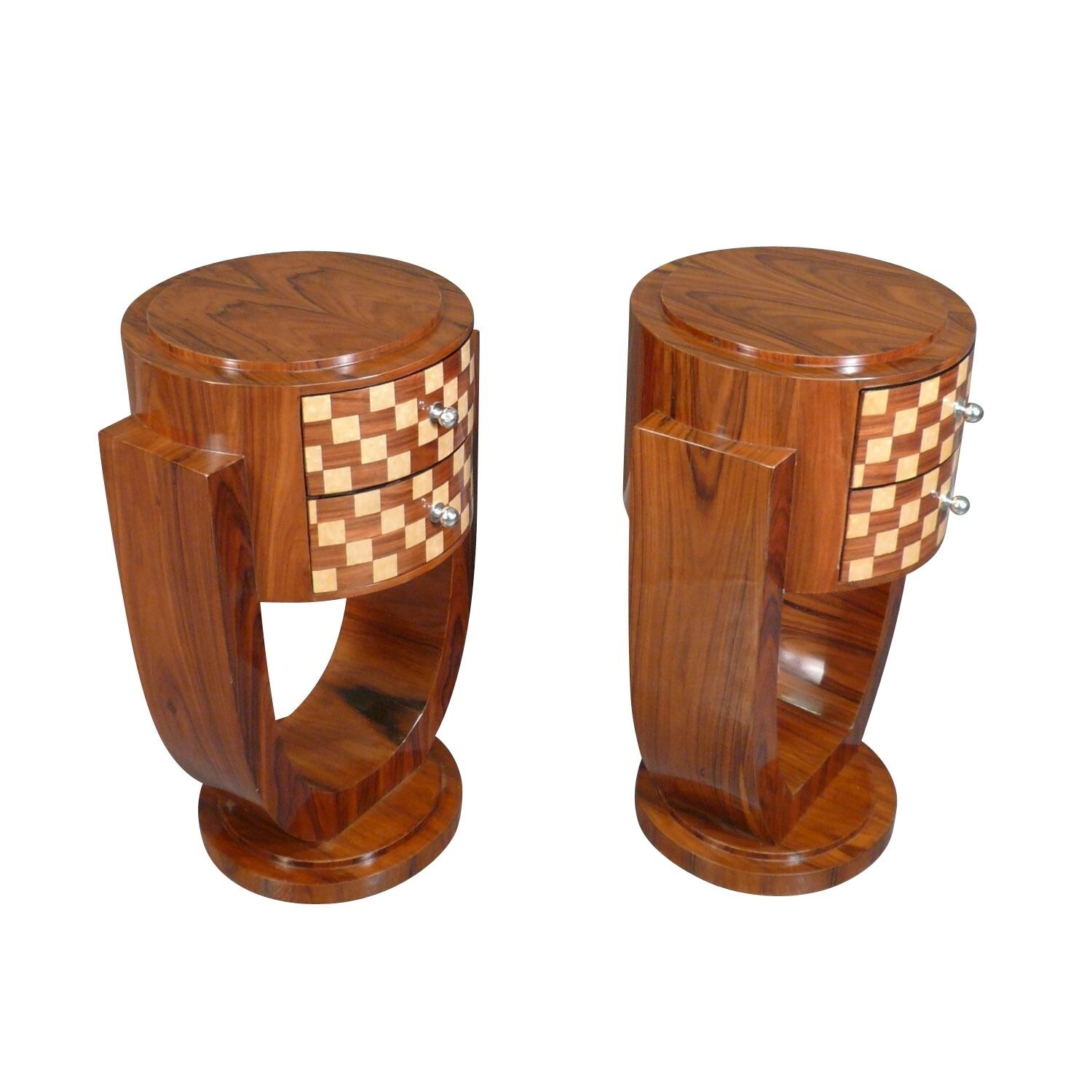 Paire de chevets art déco au décor de damier 3 Paire de chevets art déco au décor de damier