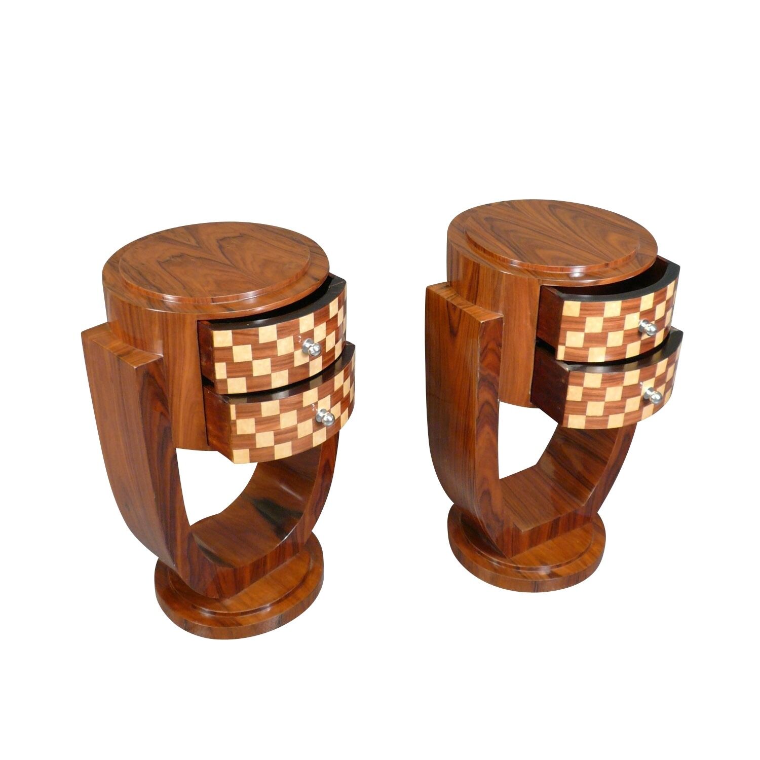 Paire de chevets art déco au décor de damier 4 Paire de chevets art déco au décor de damier