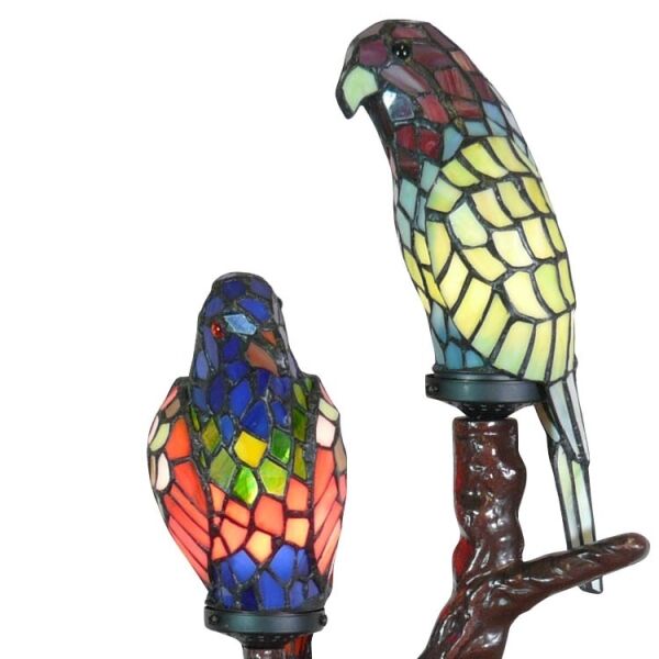 Couple de perroquets de style Tiffany 3 Couple de perroquets de style Tiffany - Lampes style Tiffany