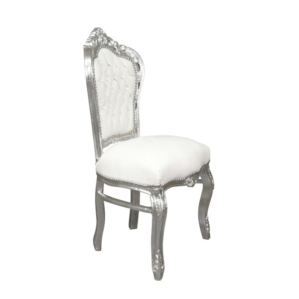 Chaise baroque blanche et argent 2 Chaise baroque blanche prix