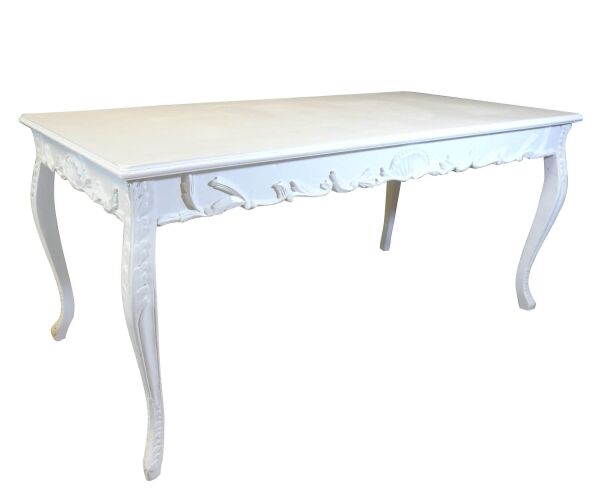 Table baroque blanche 3 Table baroque blanche de salle à manger pour 8 personnes -