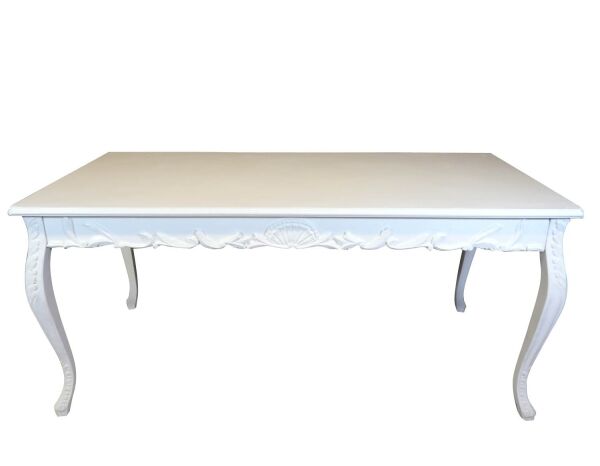 Table baroque blanche 5 Table baroque blanche de salle à manger pour 8 personnes -