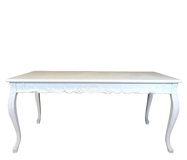 Table baroque blanche de salle à manger pour 8 personnes