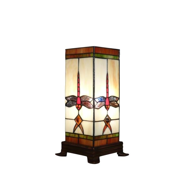 Lampe Tiffany en forme de colonne avec une libellule 2 Lampes Tiffany en forme de colonne avec une libellule