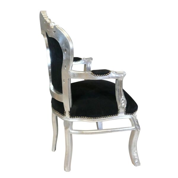 Fauteuil baroque noir et argent 2 Fauteuil baroque noir et argent en bois - Meuble baroque
