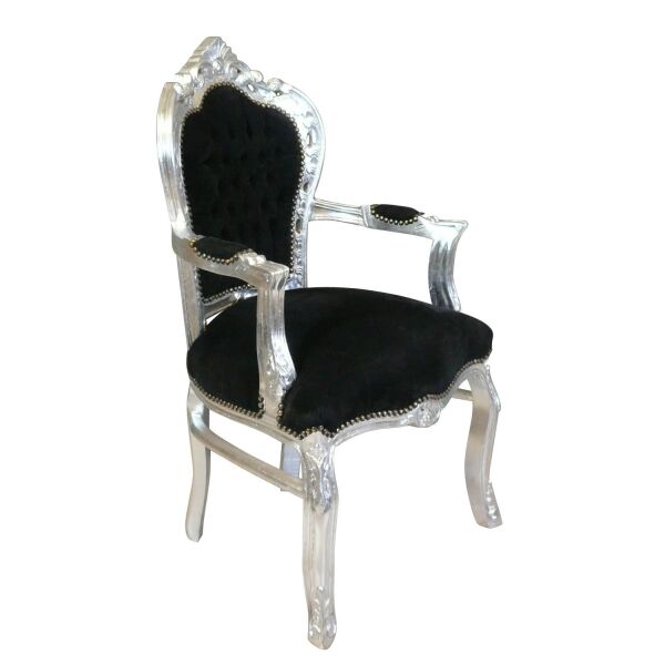 Fauteuil baroque noir et argent 3 Fauteuil baroque noir et argent en bois - Meubles baroque