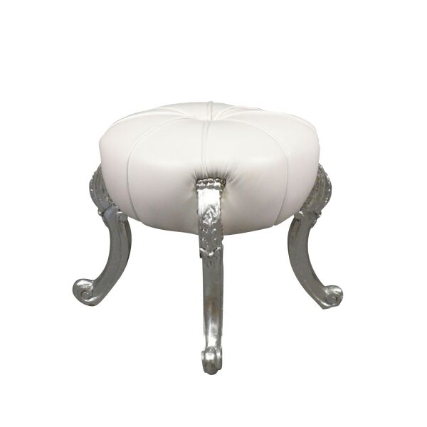 Pouf baroque blanc et pieds argent 2 Pouf baroque blanc et pieds argent - Canapé baroque -