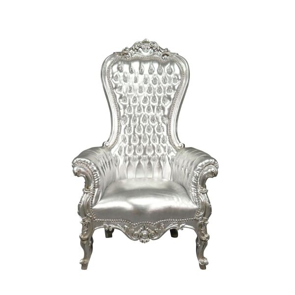 Fauteuil baroque argent modèle trône 1 Fauteuil baroque argent modèle trône - Mobilier rococo -