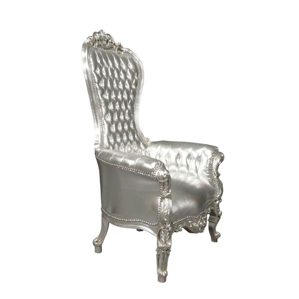 Fauteuil baroque argent modèle trône 2 Fauteuil baroque argent modèle trône - Mobilier rococo -