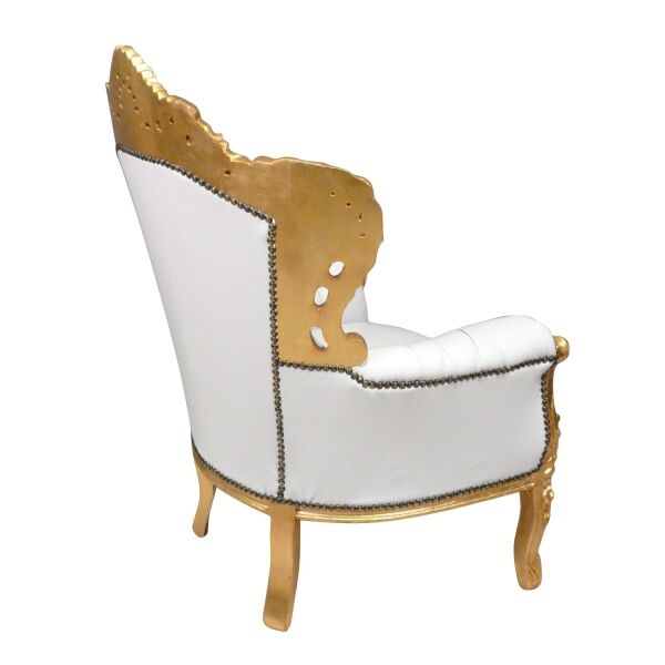 Fauteuil baroque blanc et or 3 Fauteuil baroque blanc et or - Livraison express