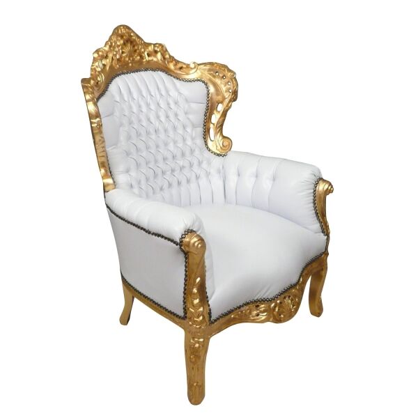 Fauteuil baroque blanc et or 2 Fauteuil baroque blanc et or - Mobilier style baroque -