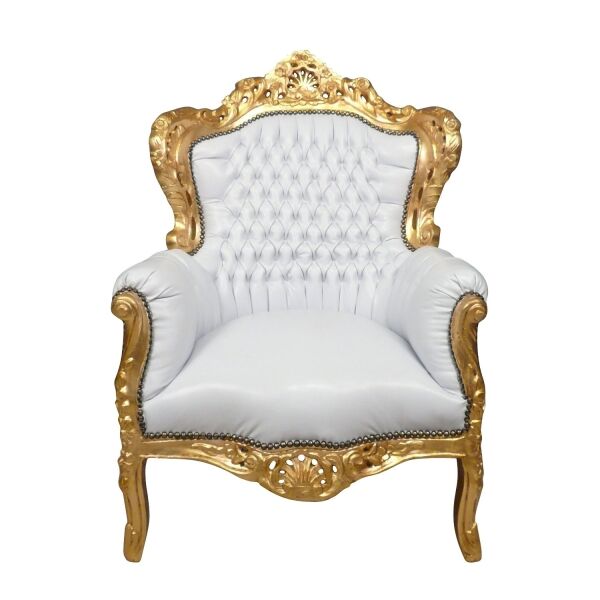 Fauteuil baroque blanc et or 1 Fauteuil baroque blanc et or - Mobilier style baroque