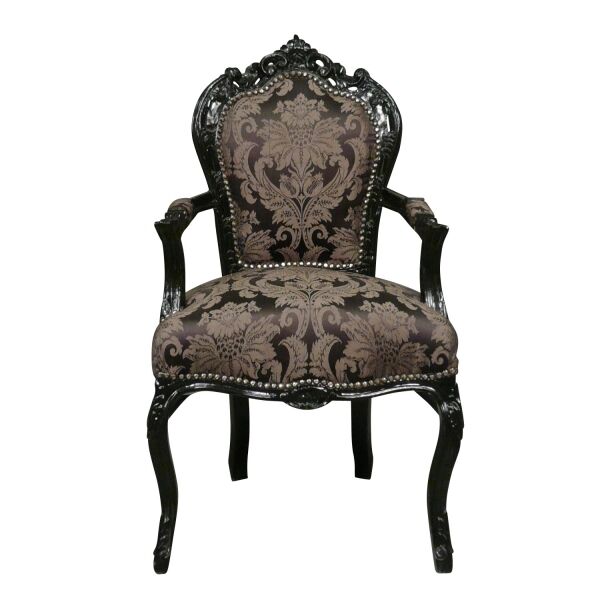 Fauteuil baroque noir à fleurs 1 Fauteuil baroque noir - Meuble baroque noir