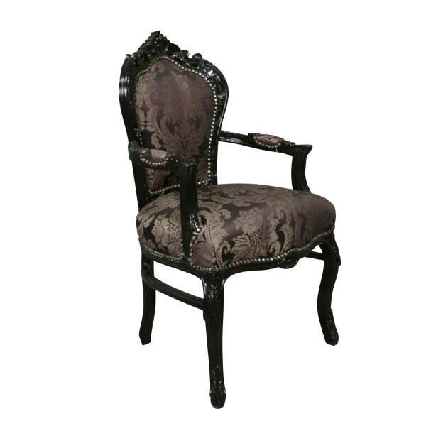 Fauteuil baroque noir à fleurs 2 Fauteuil baroque noir - Meubles noir baroque