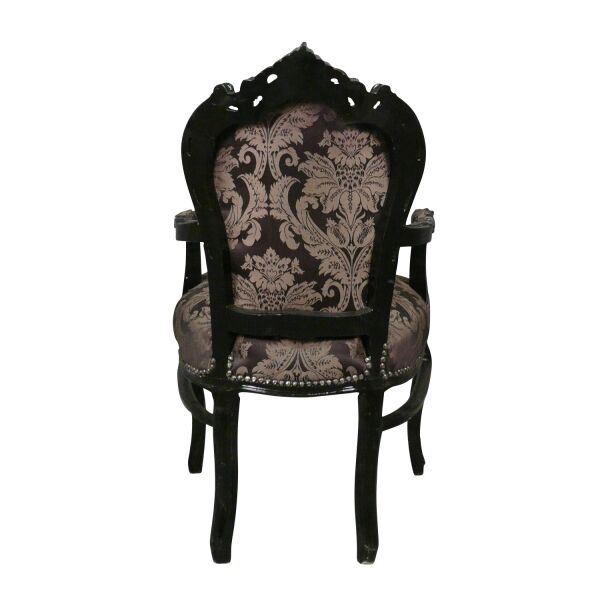 Fauteuil baroque noir à fleurs 3 Fauteuil baroque noir - Meubles baroque noir