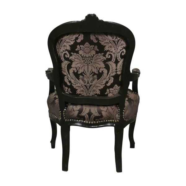 Fauteuil Louis XV noir à fleurs 2 Fauteuil Louis XV noir à fleurs - Meubles de style Louis XV -