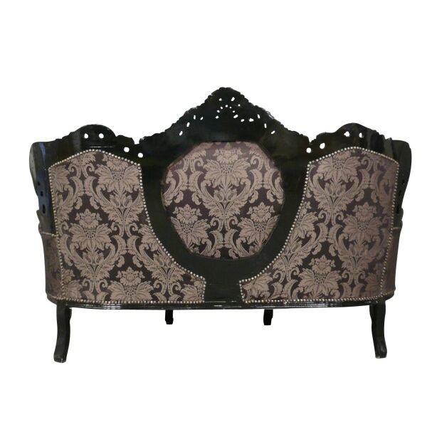 Canapé baroque noir fleuri 2 Canapé baroque noir fleuri - Meuble baroque