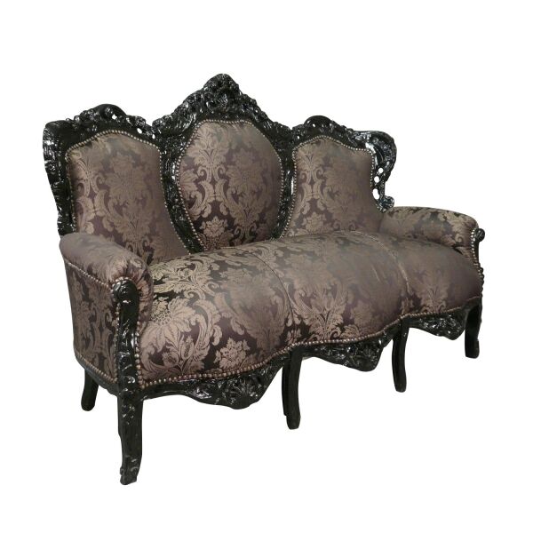 Canapé baroque noir fleuri 3 Canapé baroque noir fleuri - Meubles baroque