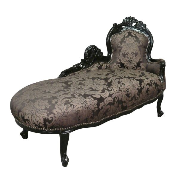 Méridienne baroque noire à fleurs 2 Méridienne baroque noire à fleurs - Mobilier baroque