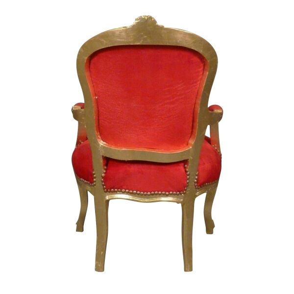 Fauteuil Louis XV baroque rouge et or 3 Fauteuil rouge Louis XV et bois doré
