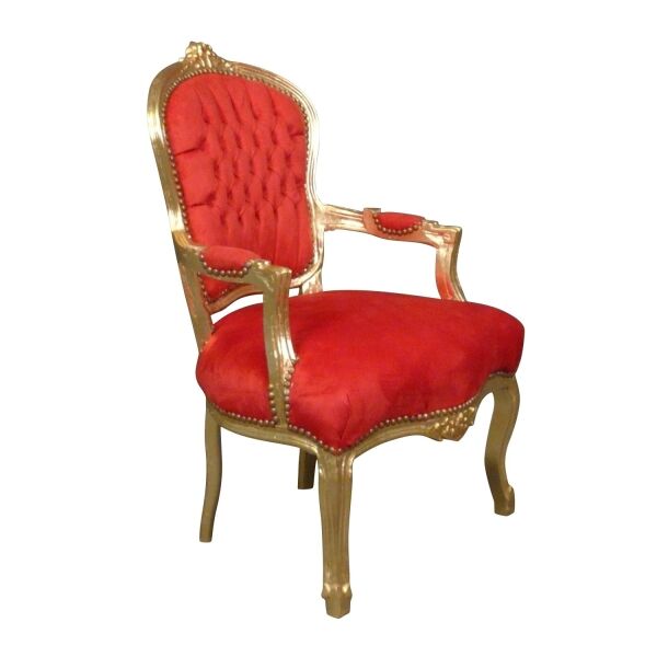 Fauteuil Louis XV baroque rouge et or 5 Fauteuil Louis XV baroque rouge et doré