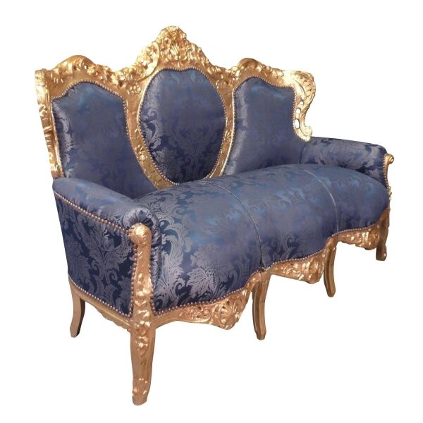 Canapé baroque bleu roi 2 Canapé style baroque bleu roi