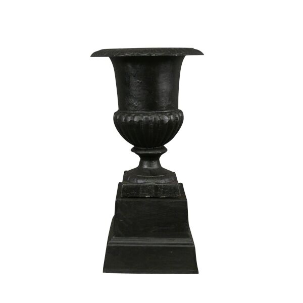 Vase Médicis en fonte sur socle -  H: 46,5 cm -  Vase Medicis avec socle noir