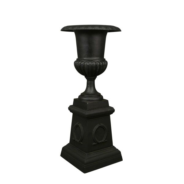 Vase Medicis en fonte sur socle - H: 104,5 cm 2 Vase Medicis en fonte sur socle - H: 104,5 cm - Vases Médicis